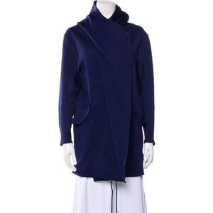 Carbon38 Anorak Performance Knit Jacket Asymmetrical Zip Navy Blue Sz S